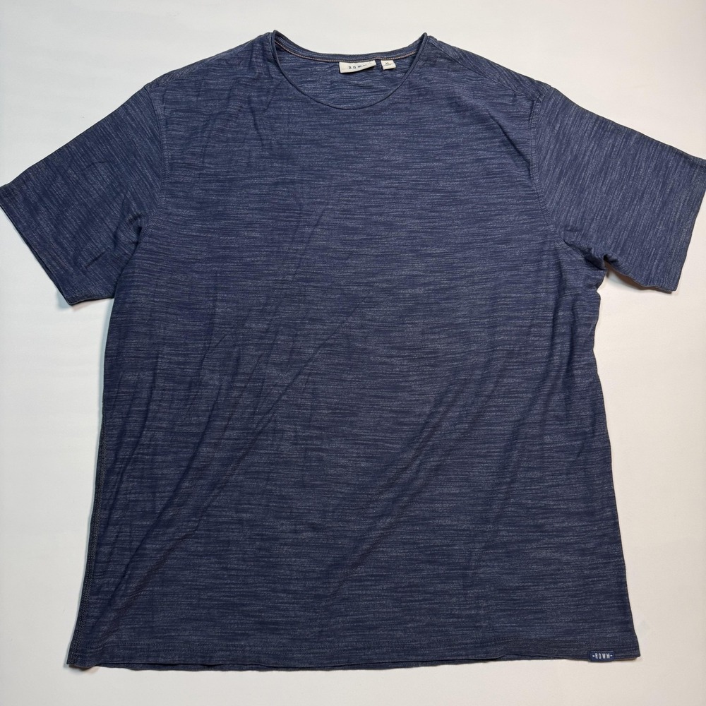 ROWM Shirt Mens XL Blue Lightweight Slub Knit Basic Tee Made In India Crewneck